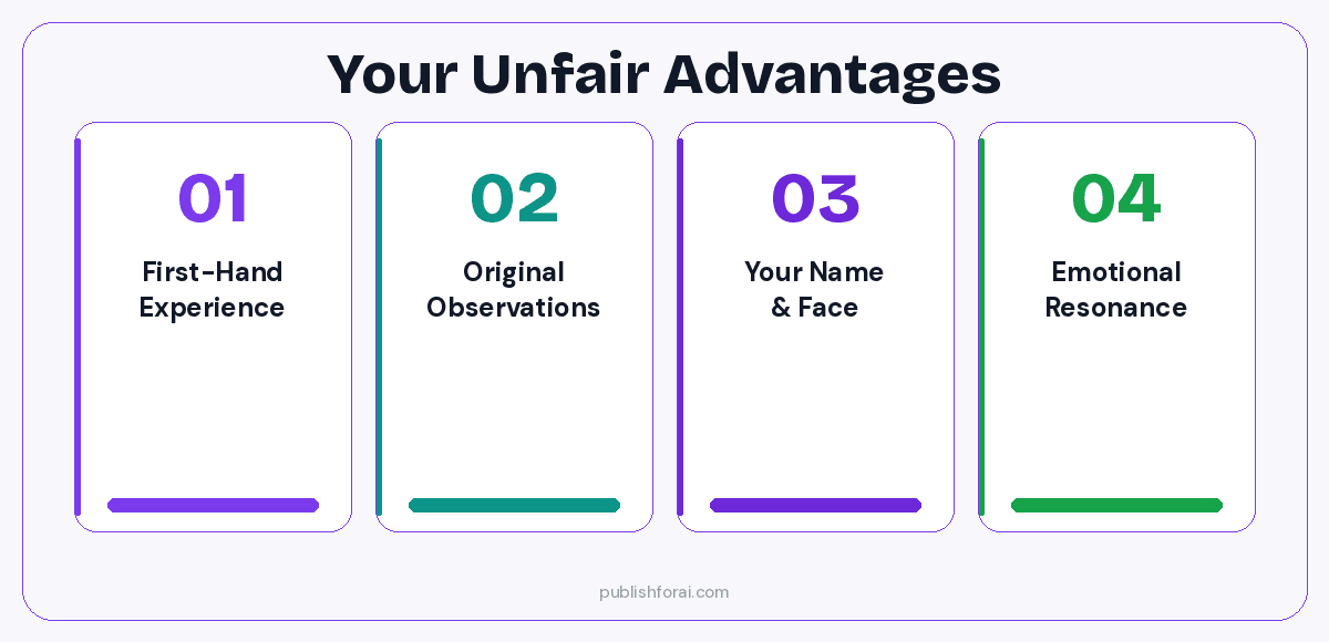 Illustration showing the advantages bloggers have over AI.